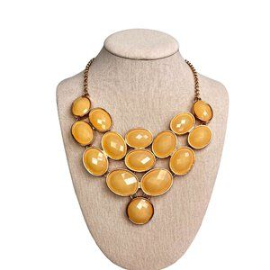 Jane Stone Statement Necklace Pale Yellow Gold Tone Faceted Cluster Signed
